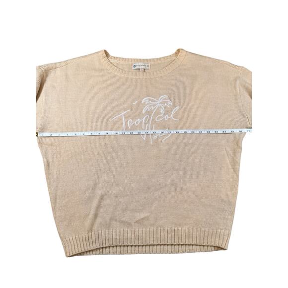 Beachy X Goldfish Kiss XL Tropical Vibes Tan Oversized Knit Pullover Sweater - Picture 12 of 12